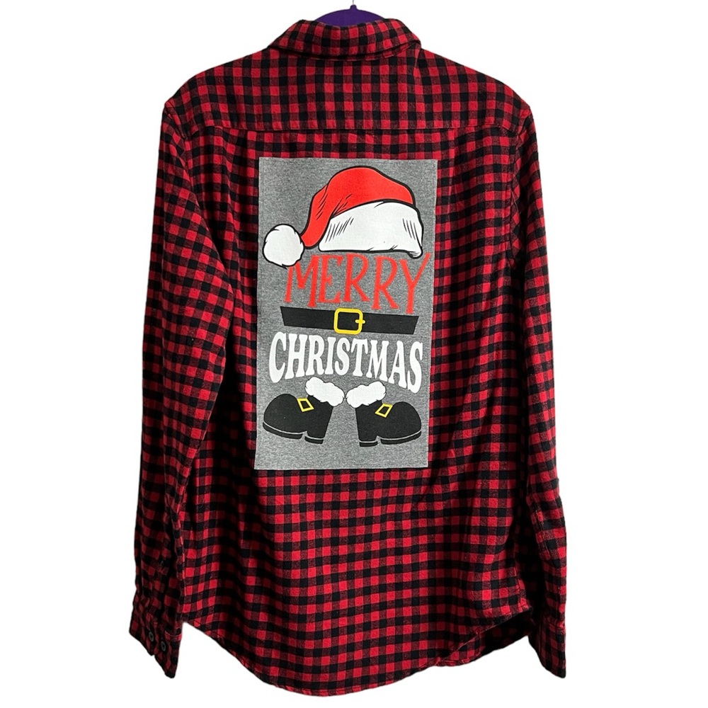 Merry Christmas Santa Hat Belt Boots Upcycled Flannel